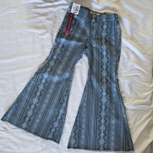 NWT Rock & Roll Arizona Aky Blue Aztec Bell Bottom Flared Girl's Jeans Size 6